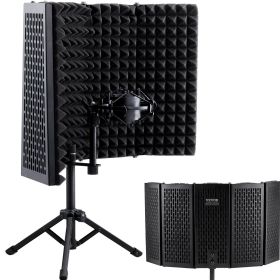 VEVOR Microphone Isolation Shield, 5-Panel, Studio Recording Mic Sound Shield