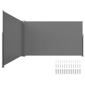 VEVOR Retractable Side Awning, 71''x 236'' Full Aluminum Rust-Proof Patio Sunshine Screen, Outdoor Privacy Divider & Wind Screen, Works for Court