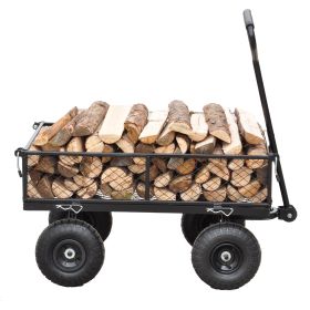 Wagon Cart Garden cart trucks make it easier to transport firewood (colour: black)