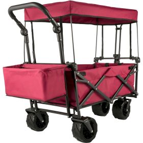 VEVOR Extra Large Collapsible Garden Cart with Removable Canopy, Folding Wagon Utility Carts with Wheels and Rear Storage, Wagon Cart for Garden (Default: Default)